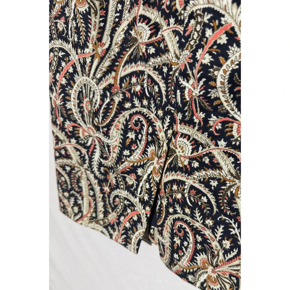 J.Crew No. 2 Pencil Skirt Paisley Print Navy Coral Cotton Size 4 EUC - Picture 4 of 9
